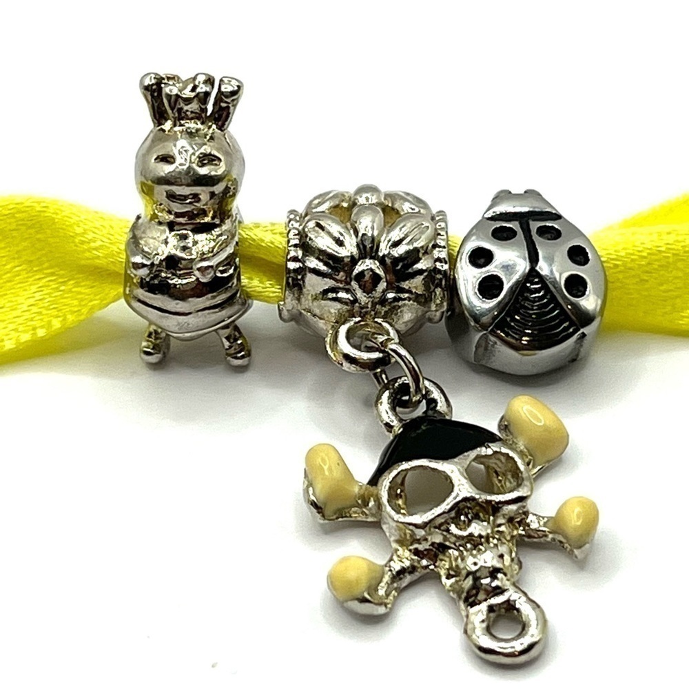 Charms Lady Bug, Skull Charm, Bee Charm can be worn bracelet or necklace 🐞☠️🐝